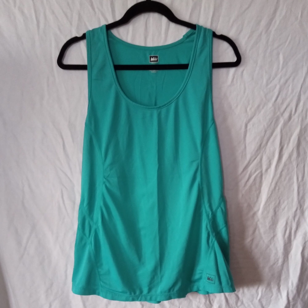 Women's REI athletic tank top, teal, size L